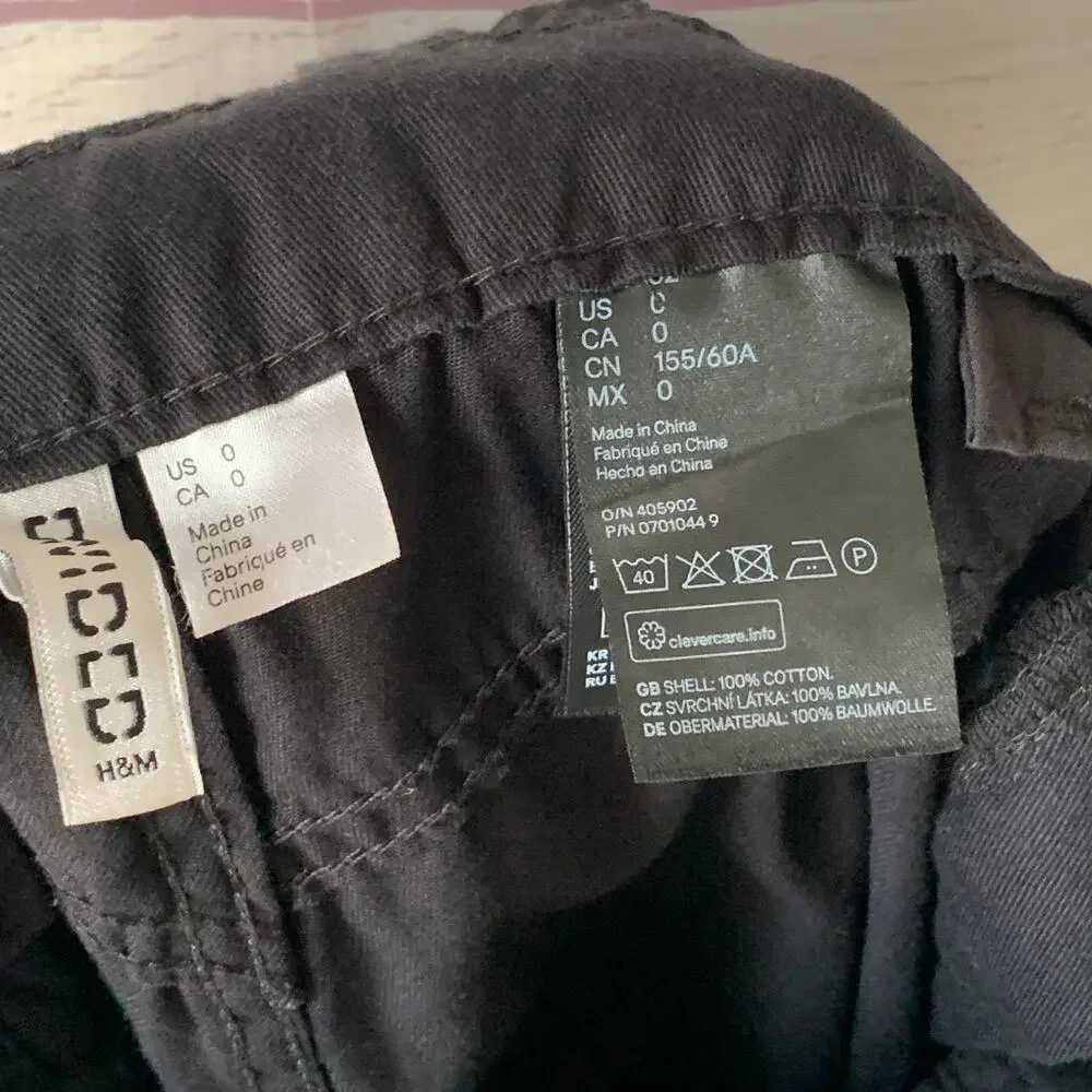 H&M Divided Black Bib Overall Jumpsuit Joggers Cargo Utility Size 0